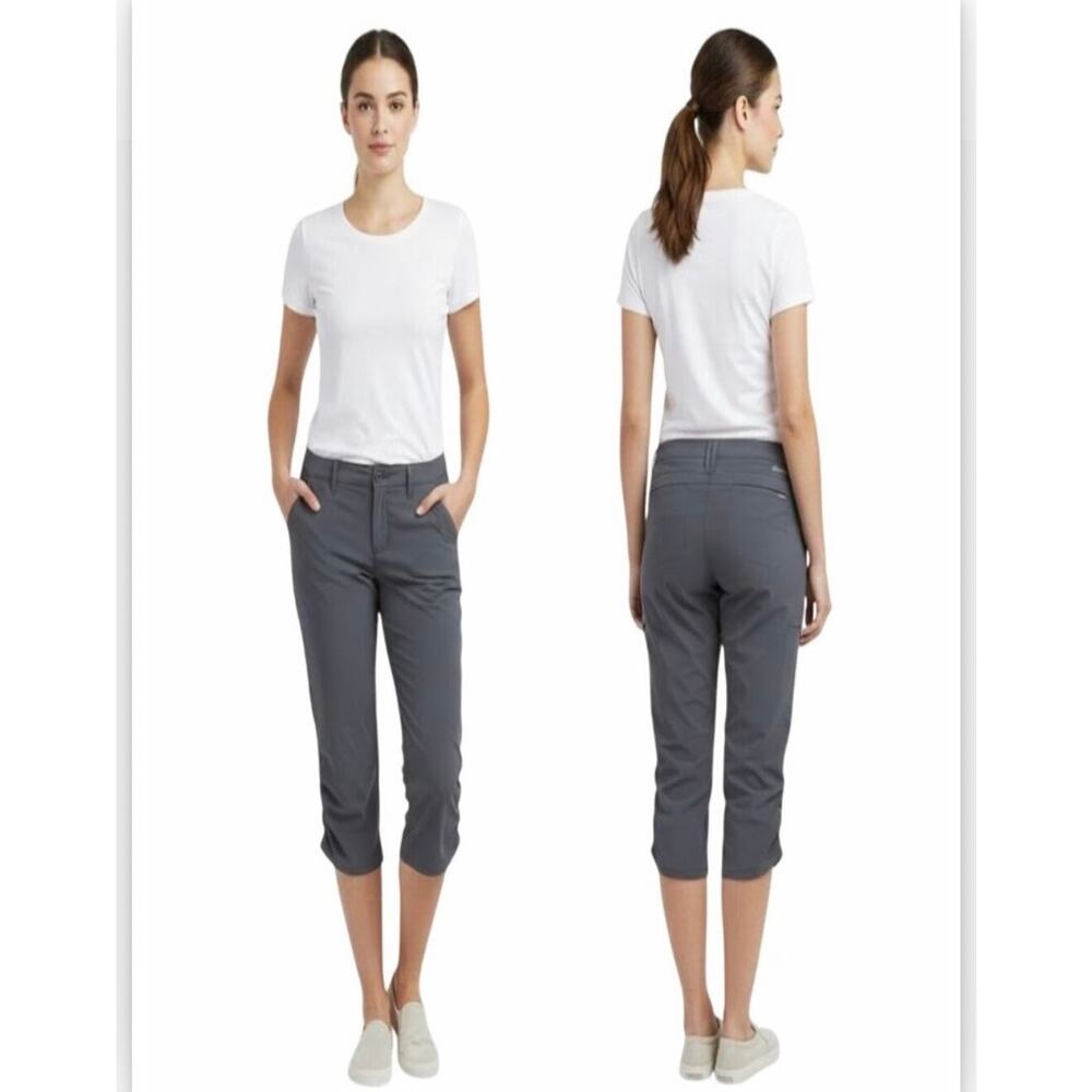 Eddie Bauer Women's Capri Ruched Hiking Pants Gray Size 14 Outdoor Athleisure